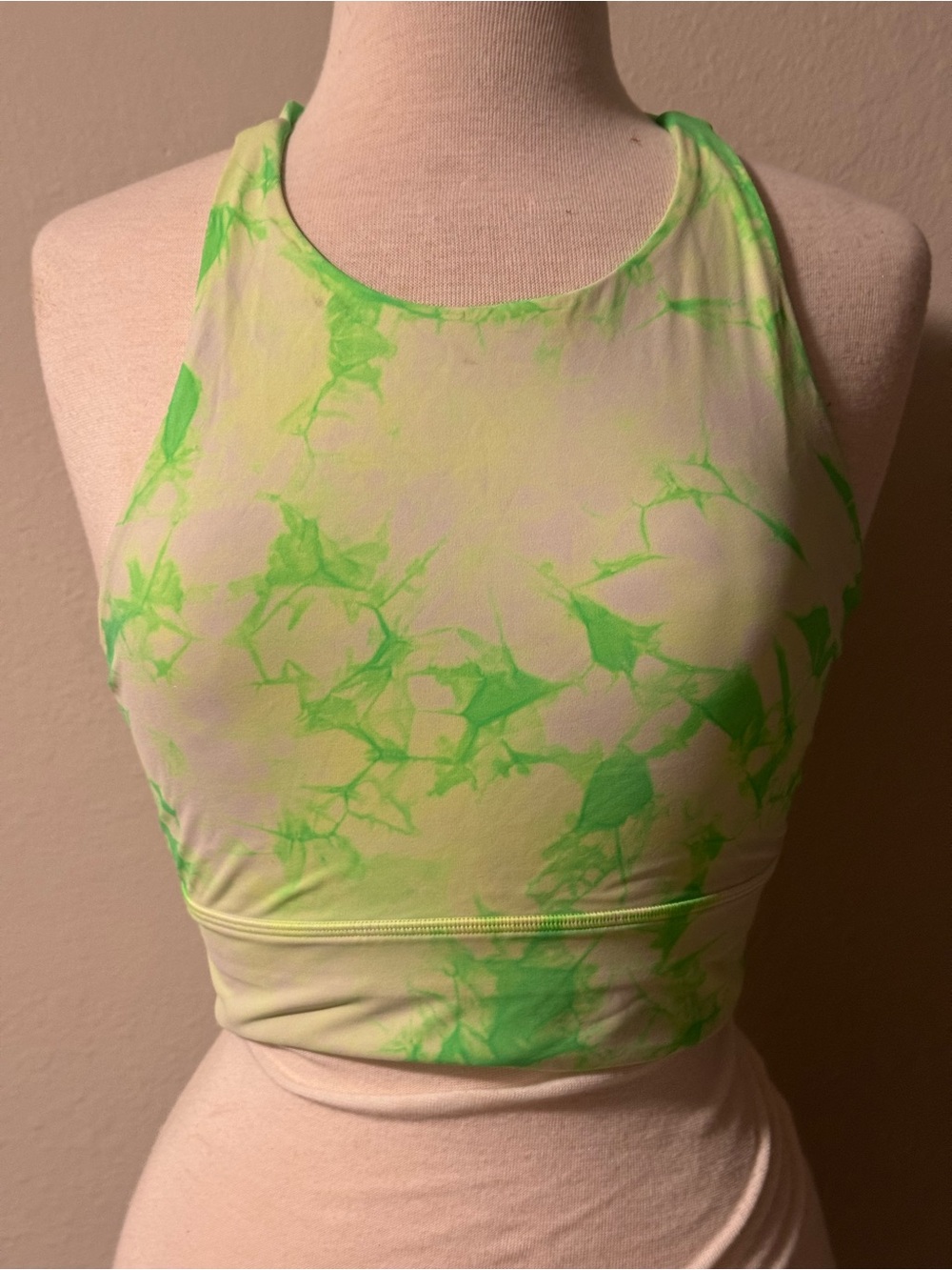 lululemon athletica Neon Green Tie-Dye High-Neck Sports Bra